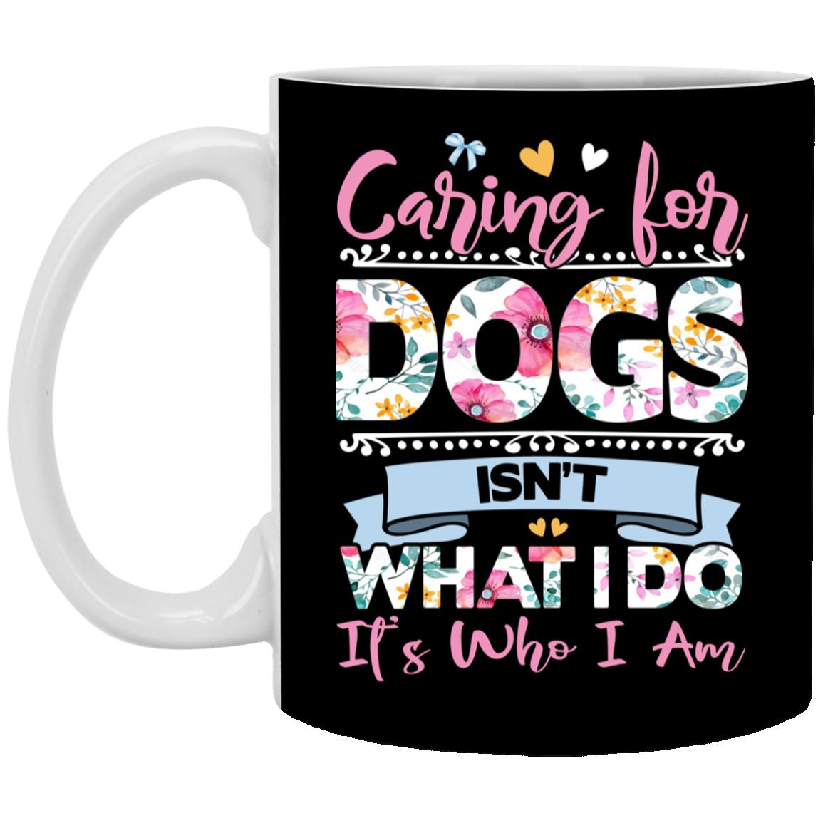 Caring For Dogs, Black, 11 oz. White Mug