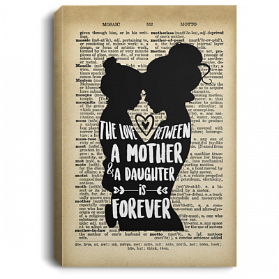 Silhouette Love Between A Mother and A Daughter Is Forever Gallery Wrapped Framed Canvas Prints - Unframed Poster, White, 0.75'' Framed Canvas