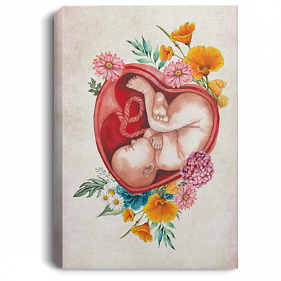 Pregnancy Womb Anatomy Gynecology Gallery Wrapped Framed Canvas Prints-Unframed Poster-Home Decor Wall Art, White, 0.75'' Framed Canvas