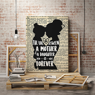Alternative view of Silhouette Love Between A Mother and A Daughter Is Forever Gallery Framed Canvas Prints - Unframed Poster