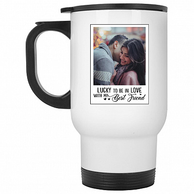 14 oz. White Travel Mug