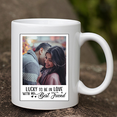 Alternative view of Custom Photo Lucky to Be in Love with My Best Friend Ceramic Coffee Mug - Water Bottle - Color Changing Mug