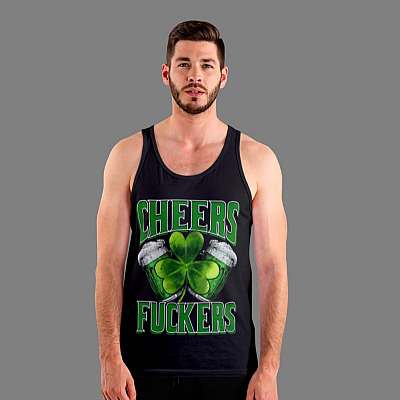 Alternative view of Irish Cheers Fuckers St Paddy's Day Tank Top Tee - St Patrick's Day Drinking Team Ladies Racerback Tank