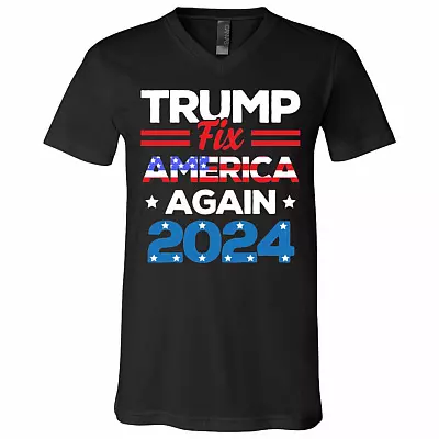 trump vneck, Black, V-Neck T-Shirt