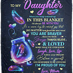 To My Daughter When You Wrap Yourself Up in This Blanket I'll Always Be with You Fleece - Mink Sherpa - Woven Blanket, White, Cozy Plush Fleece Blanket - 50x60