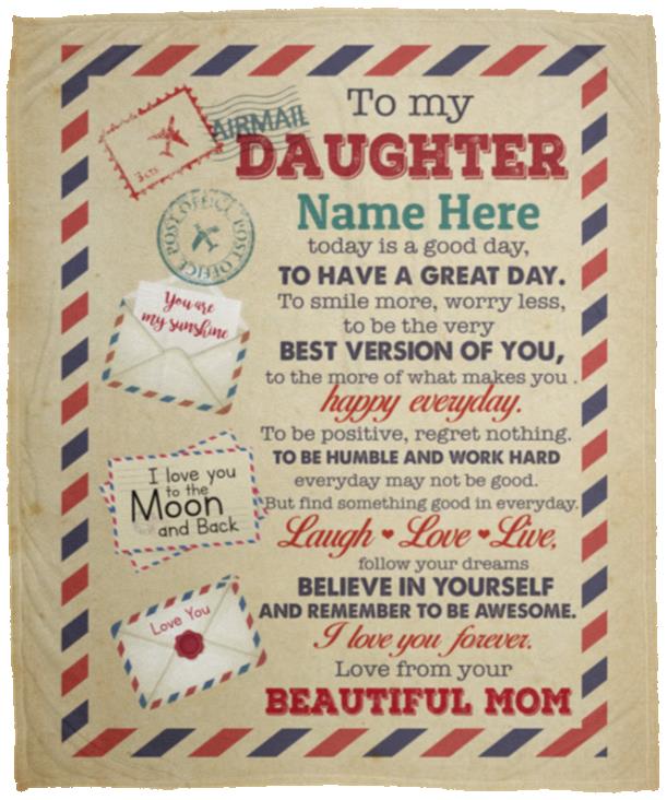 Personalized Daughter Blanket, White, Cozy Plush Fleece Blanket - 50x60 Personalized Daughter Blanket, White, Cozy Plush Fleece Blanket - 50x60