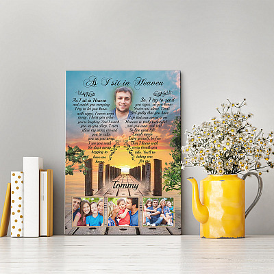 Alternative view of Personalized Photo As I Sit In Heaven And Watch You Everyday Memorial Framed Canvas Prints - Custom Unframed Poster