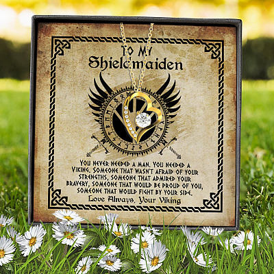 To My Shieldmaiden You Never Needed A Man You Needed A Viking Forever Love Heart Pendant Necklace