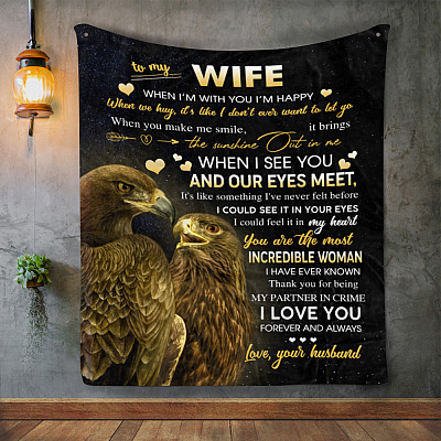 Alternative view of To My Wife Mink Blanket - When I'm With You I'm Happy Woven Blanket