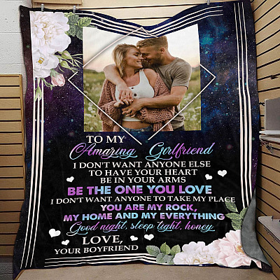Alternative view of Personalized Photo To My Amazing Girlfriend I Don't Want Anyone Have Your Heart Fleece Blanket - Mink Blanket