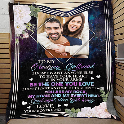 Personalized Photo To My Amazing Girlfriend I Don't Want Anyone Have Your Heart Fleece Blanket - Mink Blanket