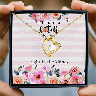 Alternative view of Best Friend I'd Shank A Bitch For You Right In The Kidney Bestie Forever Love Heart Pendant Necklace