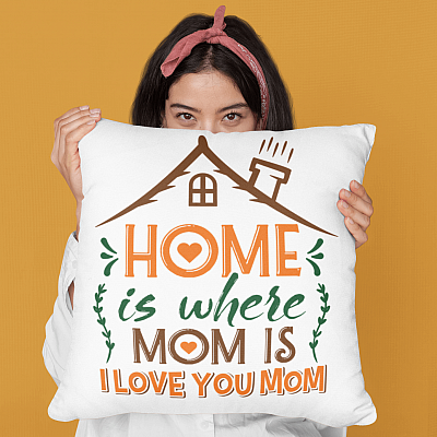 Alternative view of Home Is Where Mom Is Gift for Mom Throw Pillow - Decorative Pillow - Indoor Cushion - Sofa Home Decor