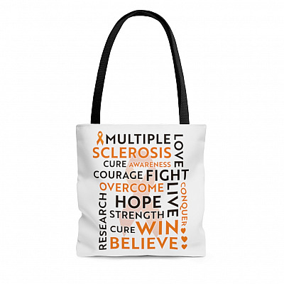 Multiple Sclerosis Awareness Hope Love Believe All Over Print Tote Bag - Shoulder Bag - Reusable Grocery Shopping Bag