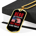 Heroes Don't Wear Capes They Wear Dog Tags - Veteran Day Gifts Dog Tag Pendant Necklace - Dog Tag (Gold Plated)