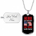 Heroes Don't Wear Capes They Wear Dog Tags - Veteran Day Gifts Dog Tag Pendant Necklace - Dog Tag (Silver)