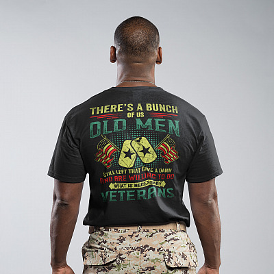 Alternative view of There's A Buch Of Us Old Men Veterans Print On Back Only T-shirt - Grumpy Old Veterans Shirt