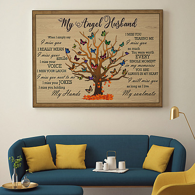 Alternative view of My Angel Husband I Miss You Framed Canvas - I Really Miss Your Smile I Miss Your Voice Unframed Poster