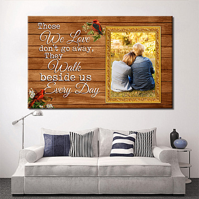 Alternative view of Personalized Photo Those We Love Don't Go Away They Walk Beside Us Every Day Framed Canvas - Unframed Poster