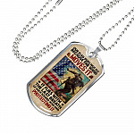 Our Flag Does Not Fly Because the Wind Moves It - Veteran Day Gifts Military Dog Tag Pendant Necklace - Dog Tag (Silver)