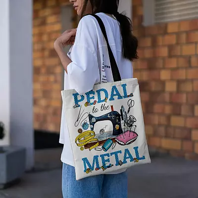 Alternative view of Sewing Machine Pedal To The Metal  All Over Print Tote Bag - Shoulder Bag - Gift for Sewing Lover
