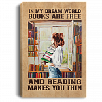 In My Dream Reading World Corner Design World Wrapped Framed Canvas - Unframed Poster - Home Wall Art, White, 0.75'' Framed Canvas