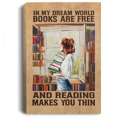 In My Dream Reading World Corner Design World Wrapped Framed Canvas - Unframed Poster - Home Wall Art, White, 0.75'' Framed Canvas