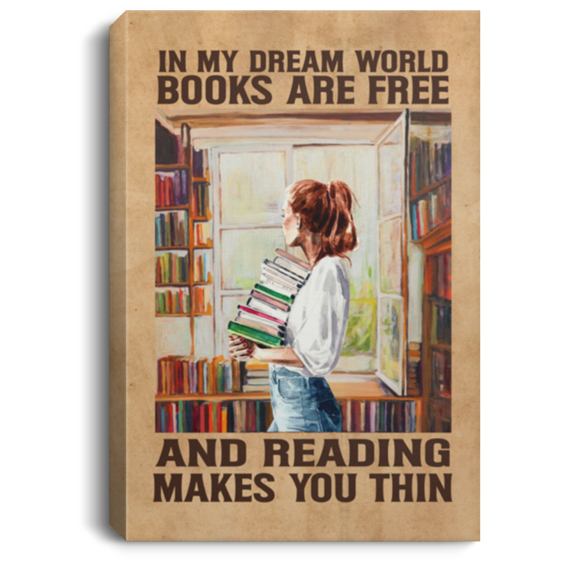 In My Dream Reading World Corner Design World Wrapped Framed Canvas - Unframed Poster - Home Wall Art, White, 0.75'' Framed Canvas