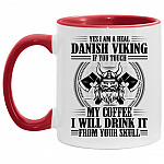 Viking Accent Mug, White/Red, 11 oz. Accent Mug