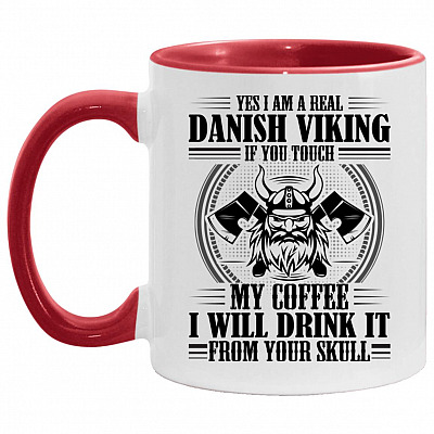Viking Accent Mug, White/Red, 11 oz. Accent Mug