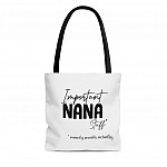 Important Nana Stuff All Over Print Tote Bag - Shoulder Bag - Reusable Grocery Shopping Bag