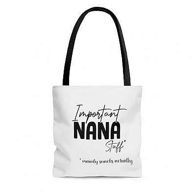 Important Nana Stuff All Over Print Tote Bag - Shoulder Bag - Reusable Grocery Shopping Bag