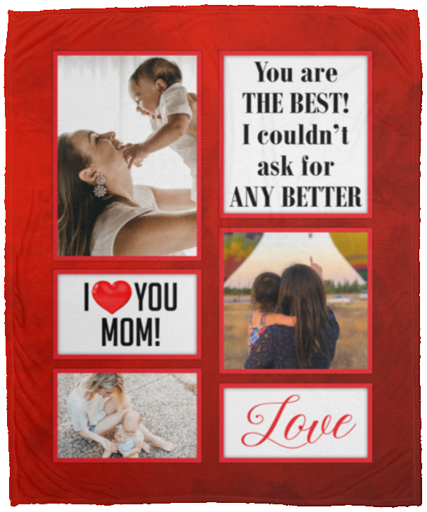 Personalized Photo I Love You Mom You're The Best Fleece Blanket - Mink Sherpa Blanket - Woven Blanket, White, Cozy Plush Fleece Blanket - 50x60 Personalized Photo I Love You Mom You're The Best Fleece Blanket - Mink Sherpa Blanket - Woven Blanket, White, Cozy Plush Fleece Blanket - 50x60
