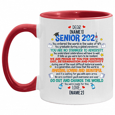Personalized Senior 2021 You Accent Mug, White/Red, 11 oz. Accent Mug