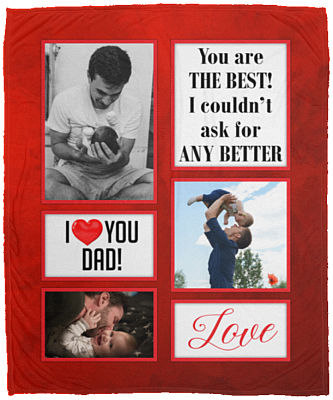 Personalized Photo I Love You Dad You're The Best Fleece Blanket - Mink Sherpa Blanket - Woven Blanket, White, Cozy Plush Fleece Blanket - 50x60
