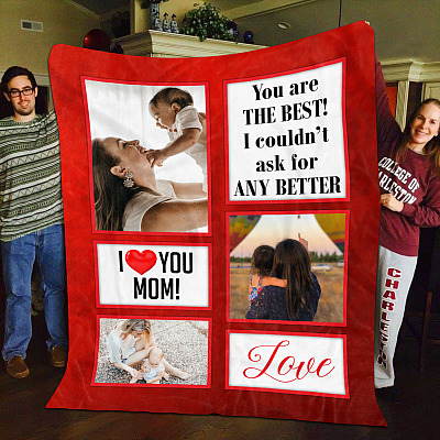 Alternative view of Personalized Photo I Love You Mom You're The Best Fleece Blanket - Mink Sherpa Blanket - Woven Blanket