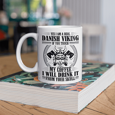 Alternative view of Yes I Am a Real Danish Viking Ceramic Coffee Mug-Water Bottle-Color Changing Mug-Beer Stein