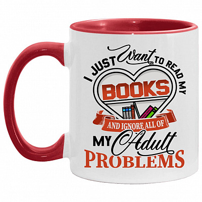 Books Accent Mug, White/Red, 11 oz. Accent Mug