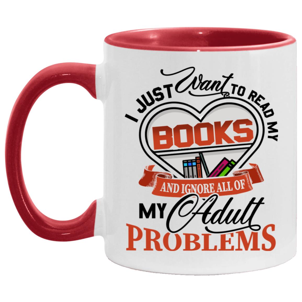 Books Accent Mug, White/Red, 11 oz. Accent Mug