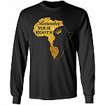 Melanin Remember My Roots - Afro Queen Black History Month Hoodie - Sweatshirt, Black, Long Sleeve