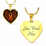Ribbon in March We Wear Orange Multiple Sclerosis Awareness Month Heart Pendant Necklace - Heart Luxury Necklace (Gold Plated)