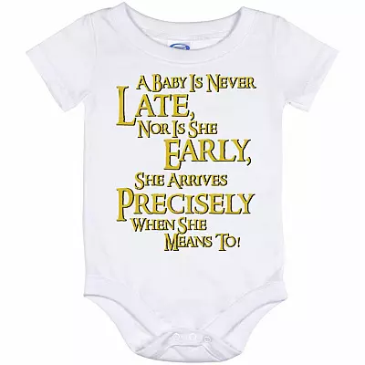 A Baby Is Never Late LOTR Baby Onesie, White, Baby Onesie - 12 Month