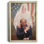 Jesus Got Trump Back Framed Canvas - Unframed Poster - Trump With Jesus Home Decor, White, 0.75'' Framed Canvas