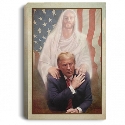 Jesus Got Trump Back Framed Canvas - Unframed Poster - Trump With Jesus Home Decor, White, 0.75'' Framed Canvas