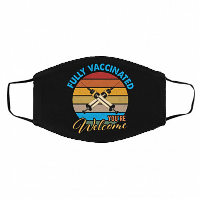 vaccinated mask, Black, Cloth Face Cover – Medium/Large