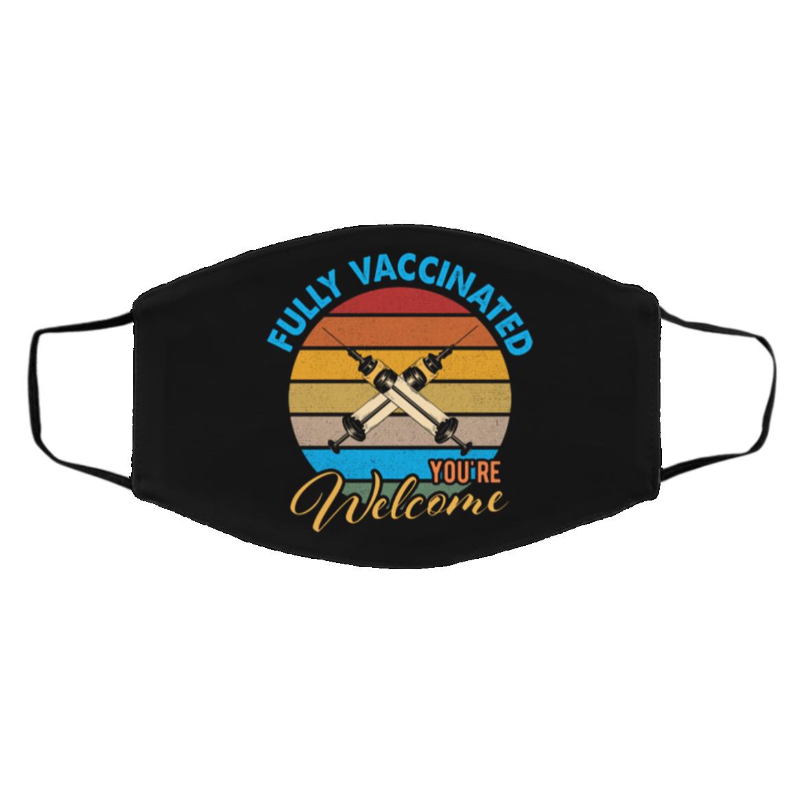 vaccinated mask, Black, Cloth Face Cover – Medium/Large