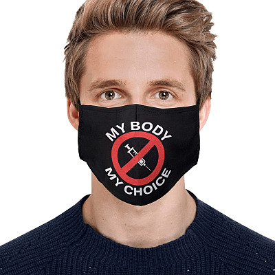 Alternative view of My Body My Choice Anti Vax Washable Reusable Custom Printed Cloth Face Mask Cover