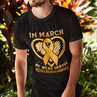 Alternative view of In March We Wear Orange Multiple Sclerosis Awareness T-Shirt - Multiple Sclerosis Awareness Gift