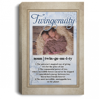 Custom Photo Twingenuity Gifts for Mom Expecting Twins Wrapped Framed Canvas - Unframed Poster, White, 0.75'' Framed Canvas
