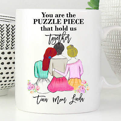 Alternative view of Personalized You Are My Puzzle Piece Mother Daughter Gift Coffee Mug - Beer Stein - Water Bottle
